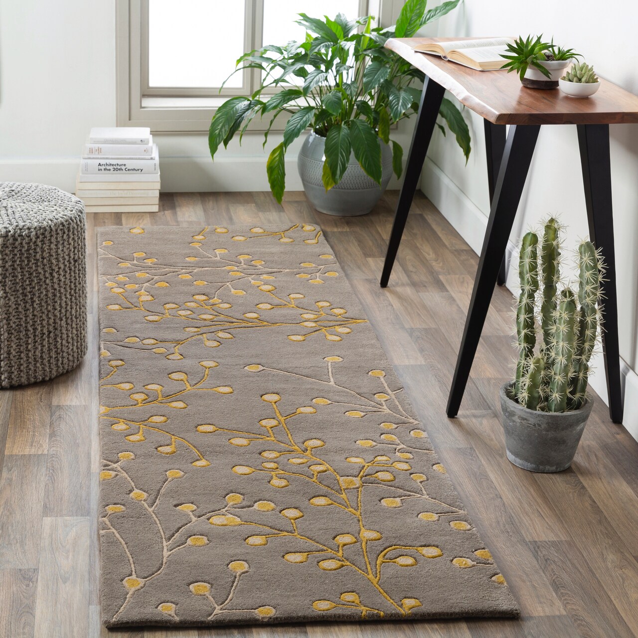 Tiwari Home 3' x 12' Yellow and Beige Rectangular Area Throw Rug Runner